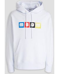 MSGM - Printed French Cotton-terry Hoodie - Lyst