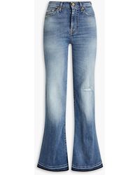 7 For All Mankind - Modern Dojo Distressed Faded High-rise Flared Jeans - Lyst
