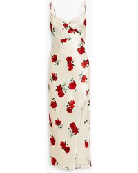 Nicholas - Valentine Draped Floral-print Satin-crepe Midi Dress - Lyst