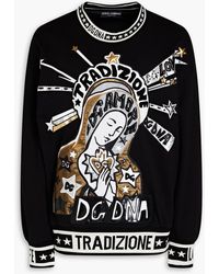 Dolce & Gabbana - Sweatshirt aus baumwollfrottee mit applikationen - Lyst