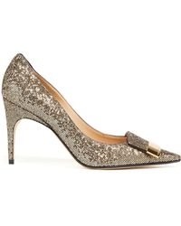 Sergio Rossi Sr1 Glittered Leather Court Shoes - Metallic