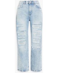 DL1961 - Emilie Acid-wash Distressed High-rise Straight-leg Jeans - Lyst