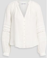 Veronica Beard - Ailani Lace-Trimmed Pintucked Ramie-Voile Blouse - Lyst