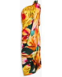 Dries Van Noten - Daroles One-shoulder Printed Sateen Midi Dress - Lyst