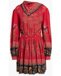 Etro - Gathe Paisley-print Wool And Silk-blend Mini Dress - Lyst