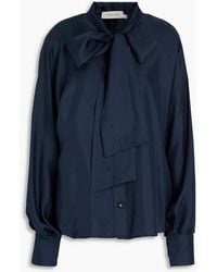 Zimmermann - Pussy-bow Silk-twill Blouse - Lyst