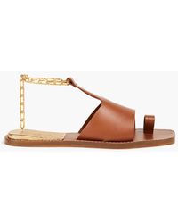 Sandro Chain-trimmed Leather Sandals - Brown
