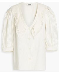 Sandro - Clairon Striped Linen-blend Twill Blouse - Lyst