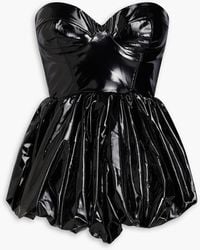 ROTATE BIRGER CHRISTENSEN - Strapless Faux Glossed Leather Bustier Top - Lyst