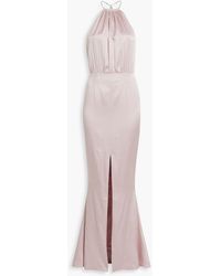 retroféte - Emilia Crystal-embellished Silk-blend Satin Halterneck Gown - Lyst