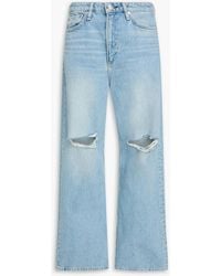 Rag & Bone - Logan Distressed High-Rise Wide-Leg Jeans - Lyst