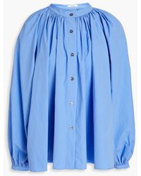 Co. - Geraffte bluse aus popeline aus einer baumwollmischung in knitteroptik - Lyst