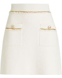 Maje Jonkyl Chain-trimmed Bouclé-knit Cotton-blend Mini Skirt - White