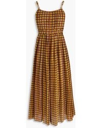 Tory Burch - Slip dress in midilänge aus einer baumwoll-seidenmischung mit gingham-karo - Lyst