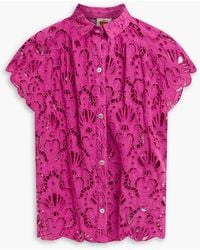 FARM Rio - Broderie Anglaise Cotton Shirt - Lyst