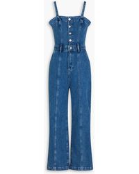 PAIGE - Anessa Cropped Denim Jumpsuit - Lyst