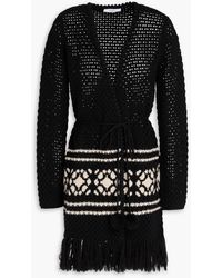 Max Mara - Fringed Crochet-knit Wool And Cashmere-blend Cardigan - Lyst