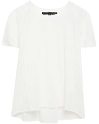 Veronica Beard Broderie Anglaise-paneled Cotton-jersey T-shirt - White