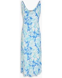 Diane von Furstenberg - Alik Draped Floral-Print Jersey Midi Dress - Lyst