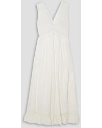 See By Chloé - Crocheted Lace-trimmed Pintucked Cotton-voile Midi Dress - Lyst