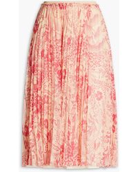RED Valentino - Pleated Floral-print Georgette Midi Skirt - Lyst