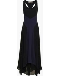 Roberto Cavalli - Fluted Two-tone Georgette And Stretch-crepe Gown Größe 38 - Lyst