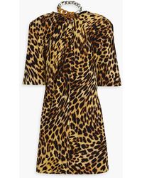 Stella McCartney - Chain-embellished Leopard-print Chiffon Mini Dress - Lyst