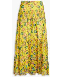 Saloni - Tiered Floral-print Silk-georgette Midi Skirt - Lyst