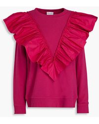 RED Valentino - Ruffled French Cotton-blend Terry Sweatshirt - Lyst