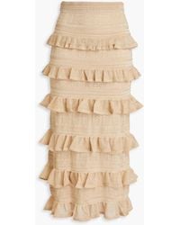 Zimmermann - Ruffled Metallic Pointelle-knit Midi Skirt - Lyst