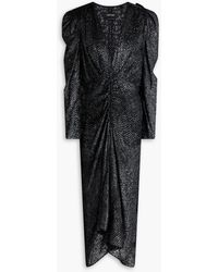 Isabel Marant - Maray Ruched Flocked Chiffon Midi Dress - Lyst