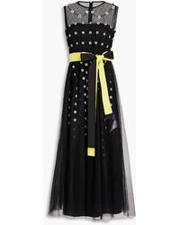 RED Valentino - Embellished Layered Point D'esprit And Tulle Midi Dress - Lyst