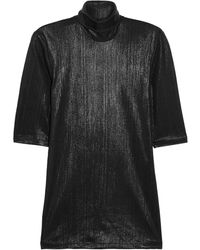 Pallas Metallic Stretch-knit Turtleneck Top - Black
