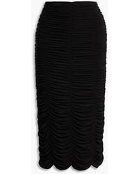 Tibi - Ruched Stretch-Jersey Midi Skirt - Lyst