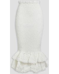Charo Ruiz - Liliana geraffter midirock aus einer baumwollmischung mit lochstickerei - Lyst
