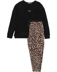 DKNY Embroidered Printed Fleece Pyjama Set Black