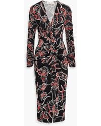 Diane von Furstenberg - Hades Printed Mesh And Jersey Midi Dress - Lyst