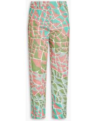 Emilio Pucci - Printed Cotton And Linen-blend Tapered Pants - Lyst