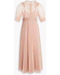 RED Valentino - Layered Appliquéd Tulle And Point D'esprit Midi Dress - Lyst