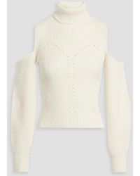 10 Crosby Derek Lam - Cold-shoulder Ribbed Cotton-blend Turtleneck Sweater - Lyst
