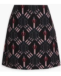 Valentino Garavani - Printed Wool And Silk-blend Crepe Mini Skirt - Lyst