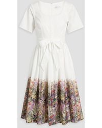 Mikael Aghal - Floral-print Cotton-blend Poplin Midi Dress - Lyst