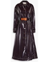 Tory Burch - Leather-trimmed Belted Vinyl Trench Coat - Lyst