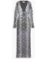 16Arlington - Solaria Sequined Snake-print Tulle Maxi Dress - Lyst
