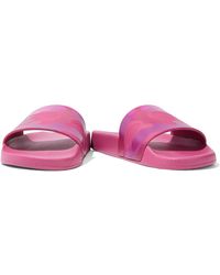 Valentino Embossed Printed Rubber Slides Fuchsia - Purple