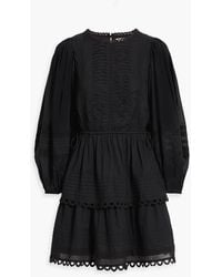 FARM Rio - Lace-Trimmed Pintucked Cotton-Voile Mini Dress - Lyst