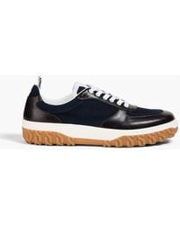 Thom Browne - Letterman Canvas And Leather Sneakers - Lyst