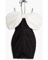 Rasario - Cold-shoulder Bow-embellished Linen-blend Mini Dress - Lyst