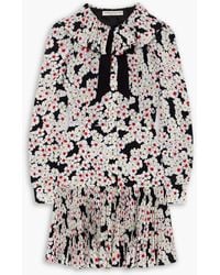 Alessandra Rich - Bow-detailed Floral-print Silk Crepe De Chine Mini Dress - Lyst