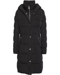 DKNY Quilted Shell Hooded Coat - Black